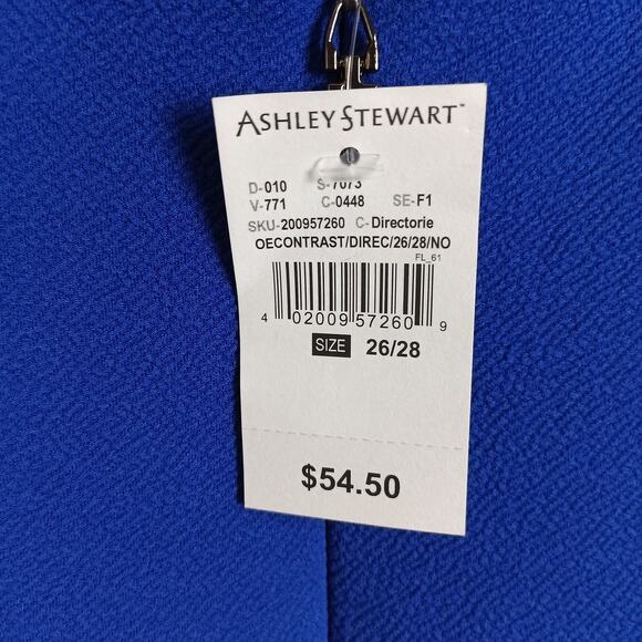 NWT ASHLEY STEWART Womens Plus 26/28 Royal Blue Midi Dress‎ Short Sleeve Zip - Picture 8 of 8